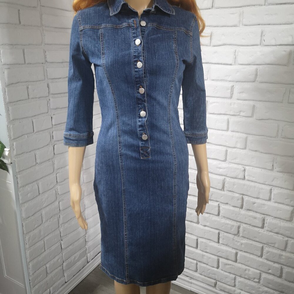 Fairweather Ladies 3/4 Length Sleeves Size 3 Medium Wash Denim Dress